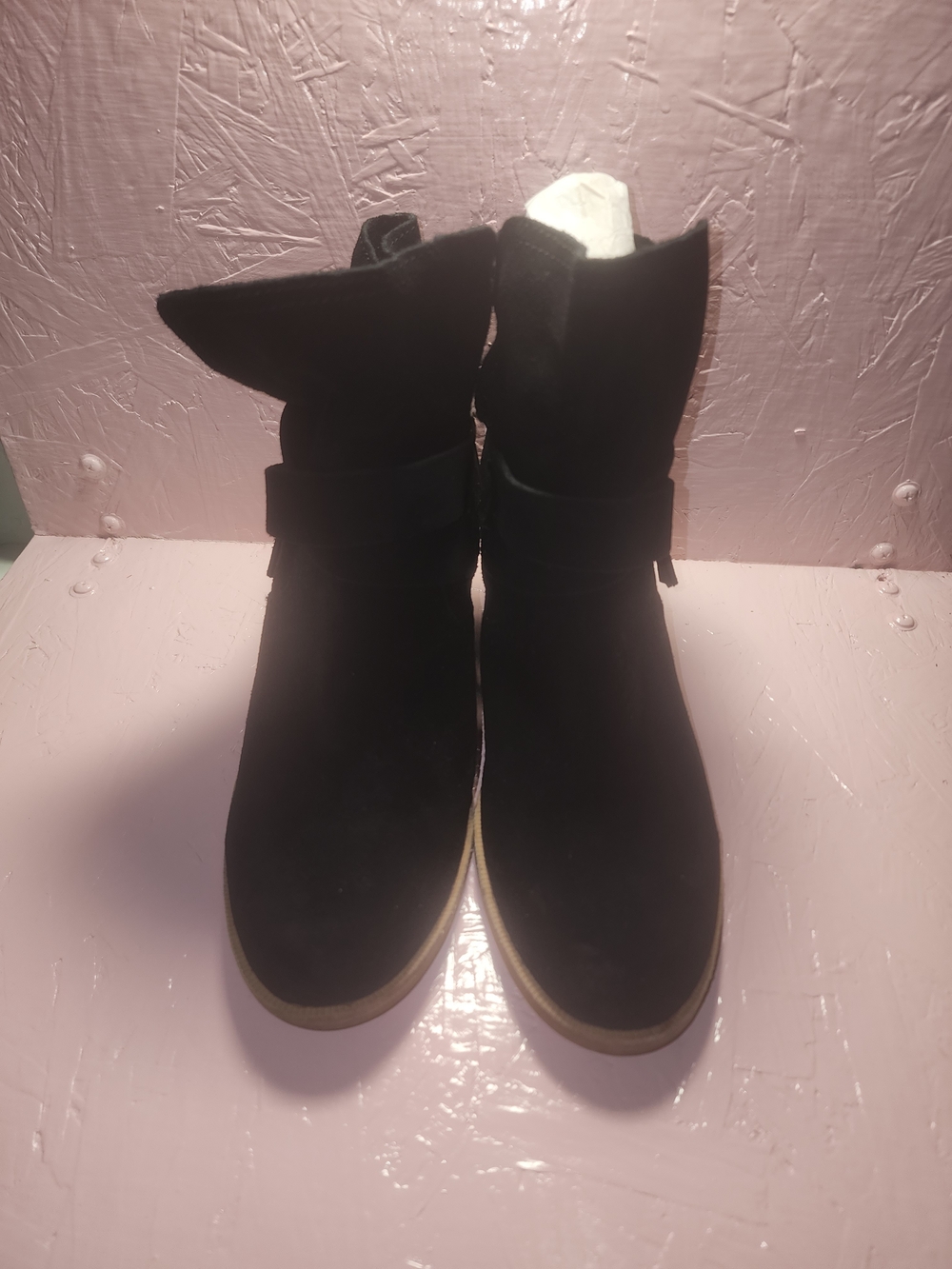 UGG Black Suede Ankle Booties with Side Strap